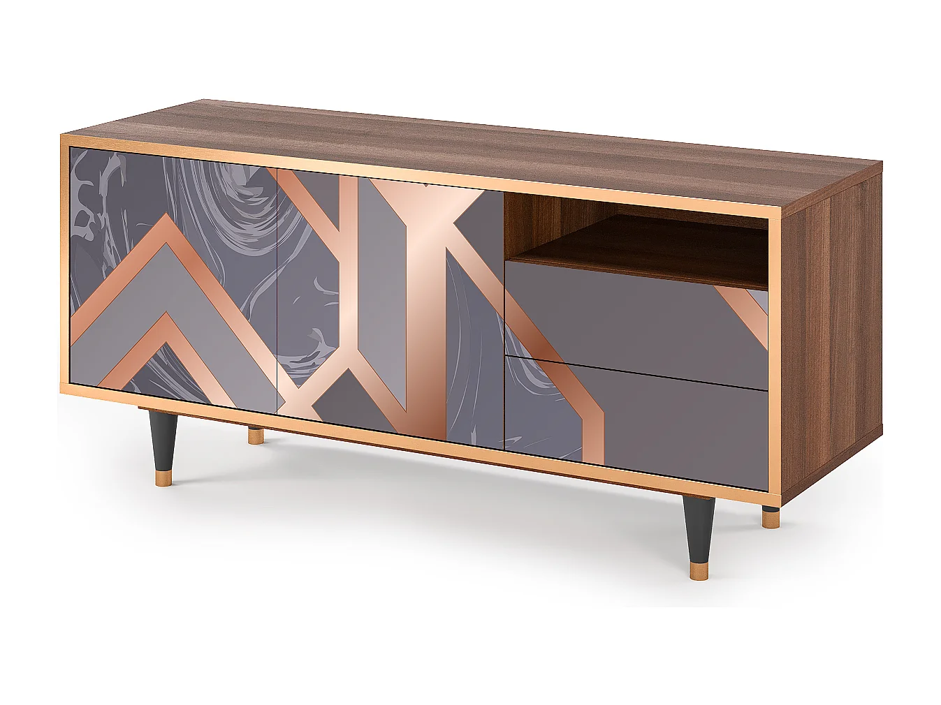 Mueble de TV - 125х56х41 cm - T7 - Taupe Anatomy, Nogal