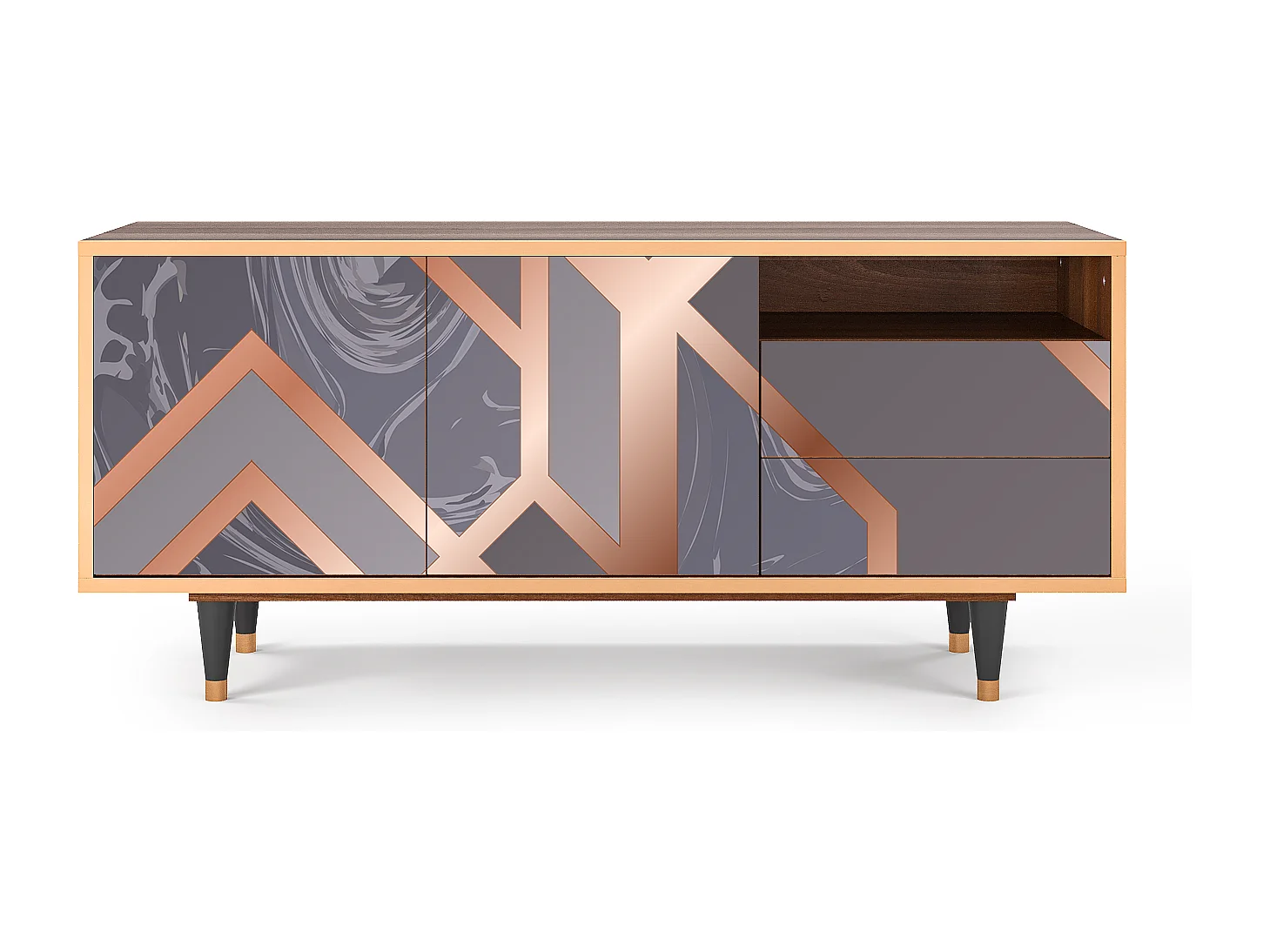 Meuble TV - 125х56х41 cm - T7 - Taupe Anatomy, Noyer