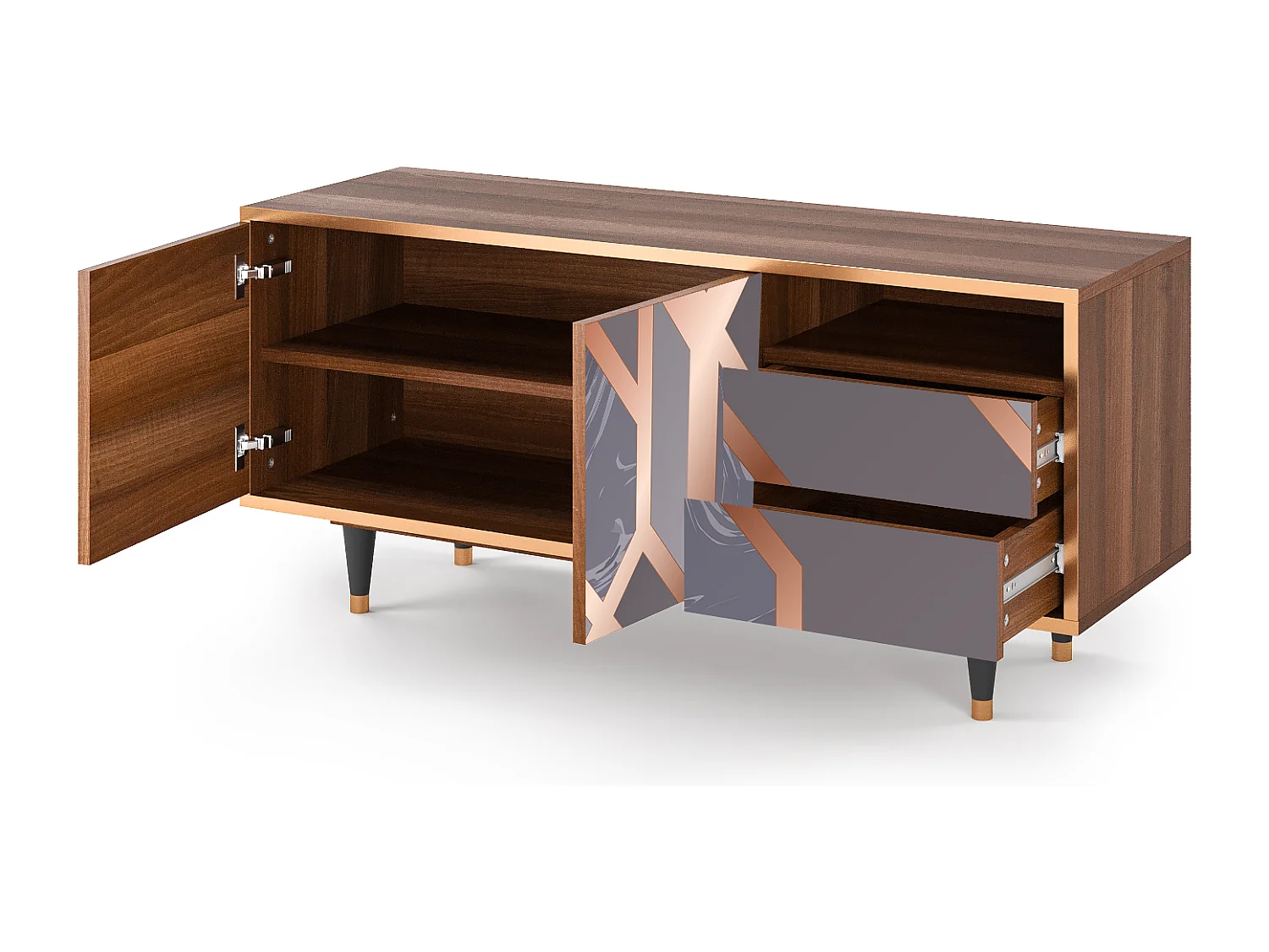 Meuble TV - 125х56х41 cm - T7 - Taupe Anatomy, Noyer