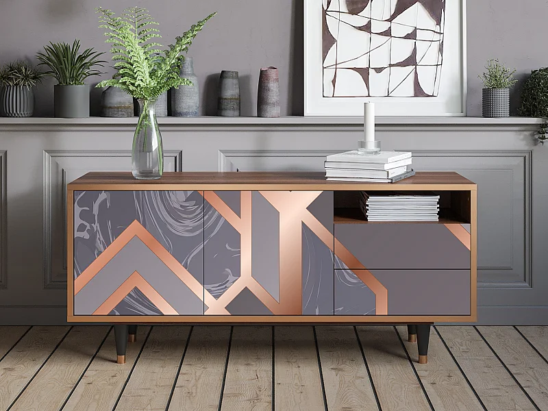 Meuble TV - 125х56х41 cm - T7 - Taupe Anatomy, Noyer