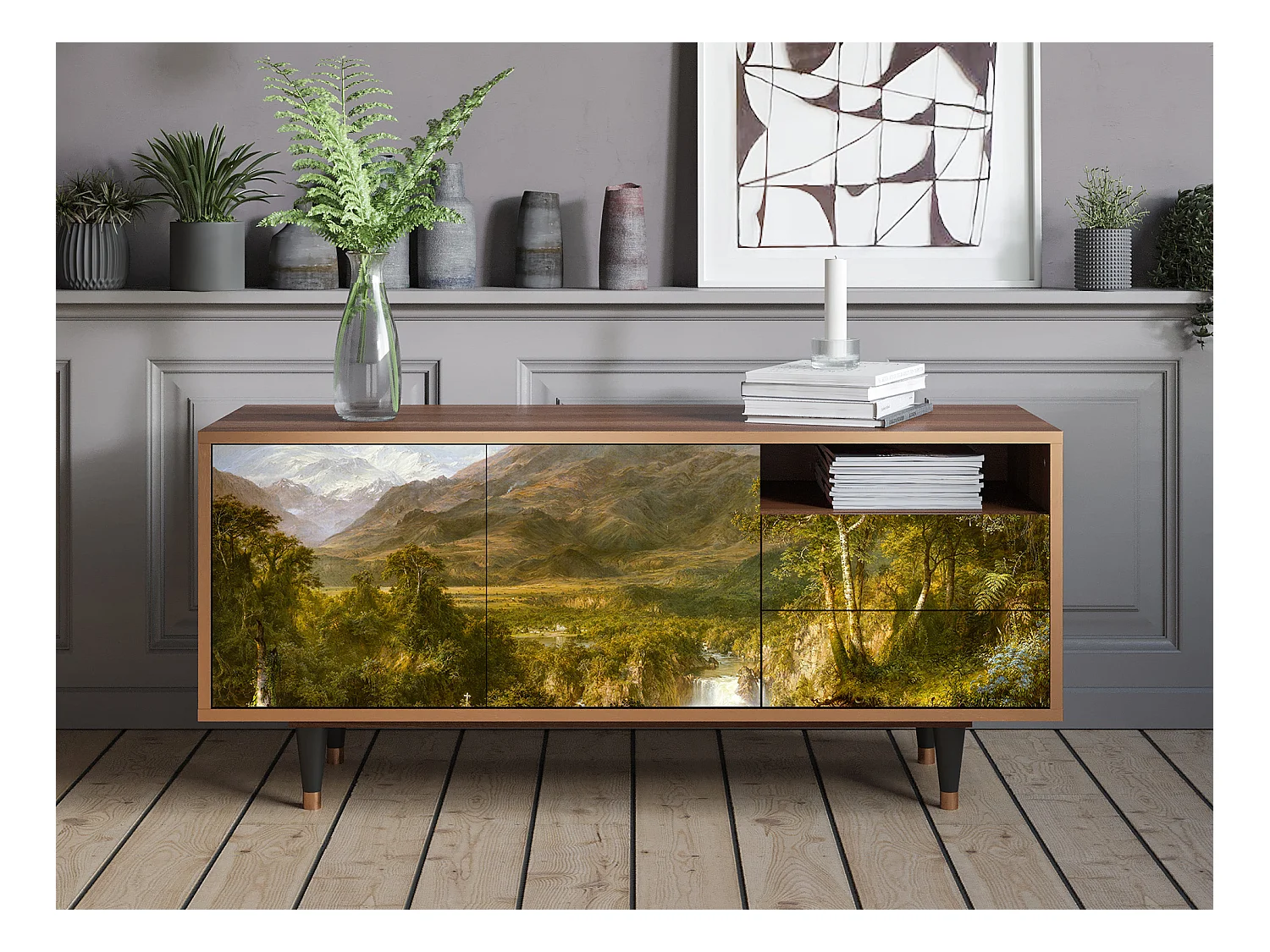 TV-Möbel - 125х56х41 cm - T7 - The Heart of the Andes , Walnuss