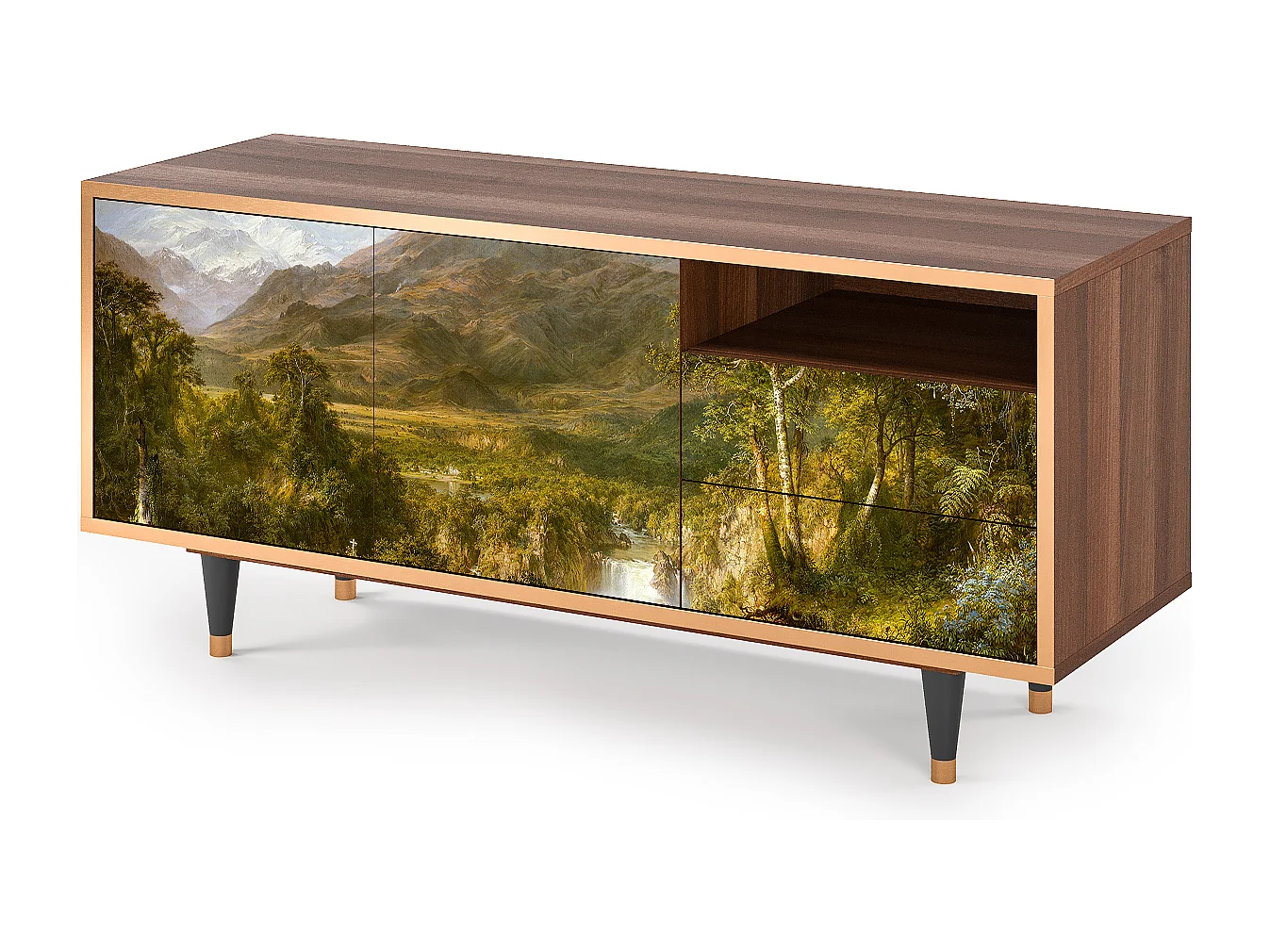 Mueble de TV - 125х56х41 cm - T7 - The Heart of the Andes , Nogal