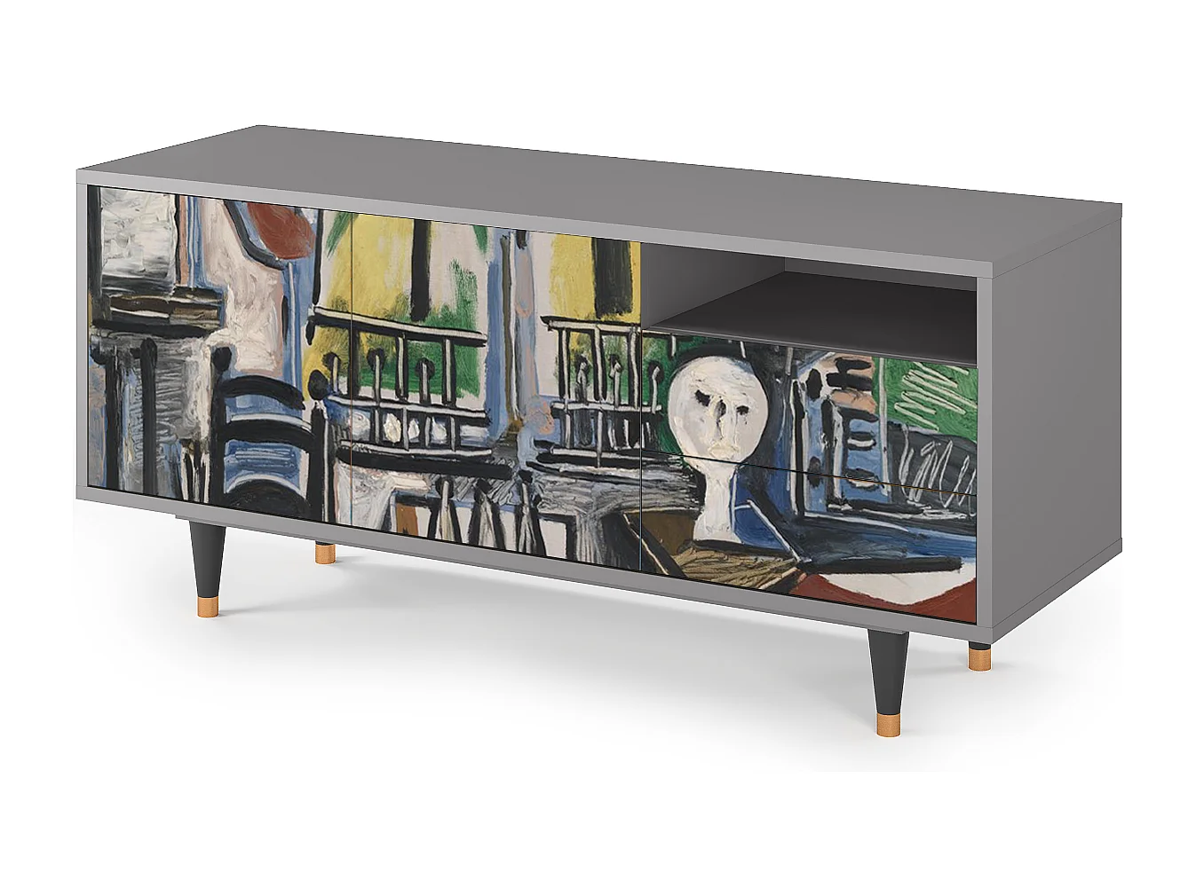 Szafka RTV - 125х56х41 cm - T7 - The Studio , Szary