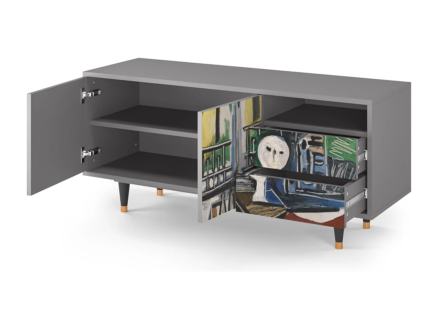 Szafka RTV - 125х56х41 cm - T7 - The Studio , Szary