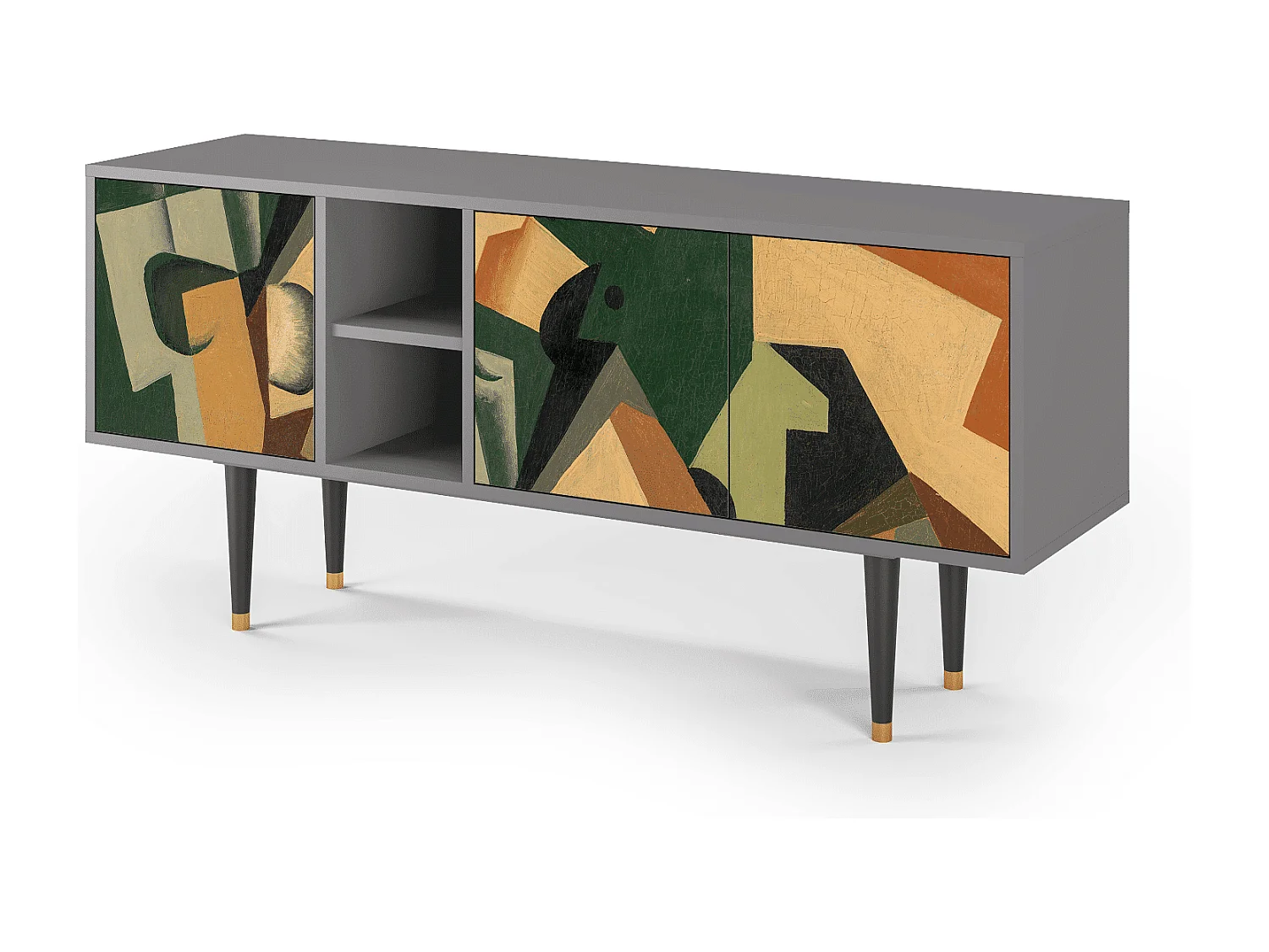 TV-Möbel - 150х69х41 cm - T5 - Glass and Checkerboard, Grau