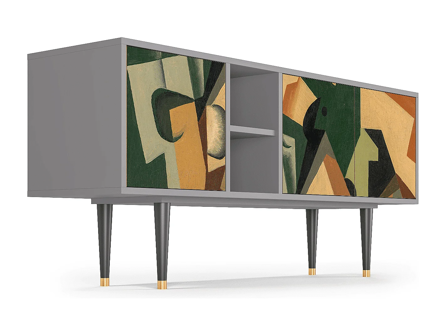 TV-Möbel - 150х69х41 cm - T5 - Glass and Checkerboard, Grau