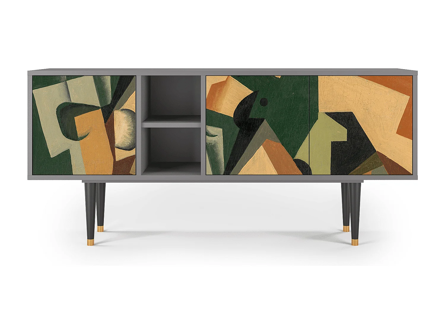 Meuble TV - 150х69х41 cm - T5 - Glass and Checkerboard, Gris