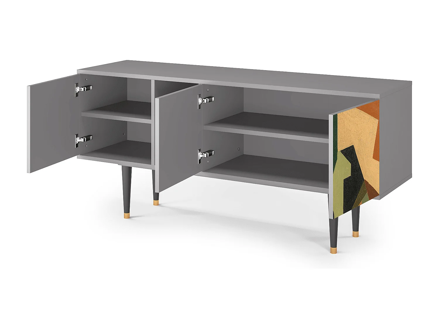 Meuble TV - 150х69х41 cm - T5 - Glass and Checkerboard, Gris