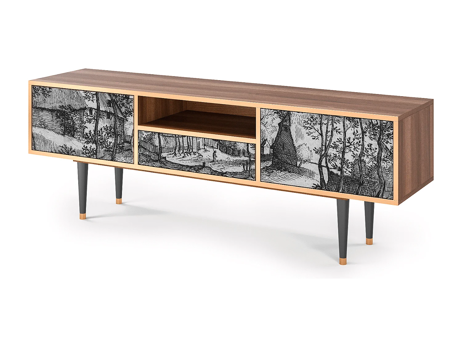 Meuble TV - 170х59х41 cm - T6 - Village Road, Noyer