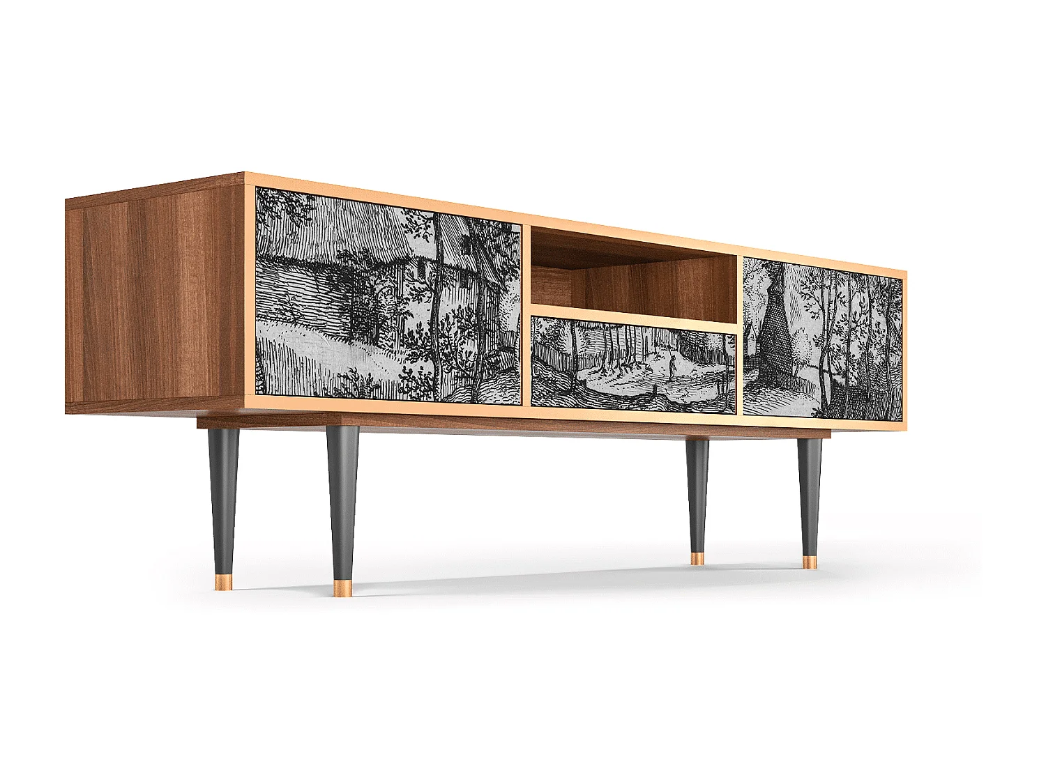 Meuble TV - 170х59х41 cm - T6 - Village Road, Noyer