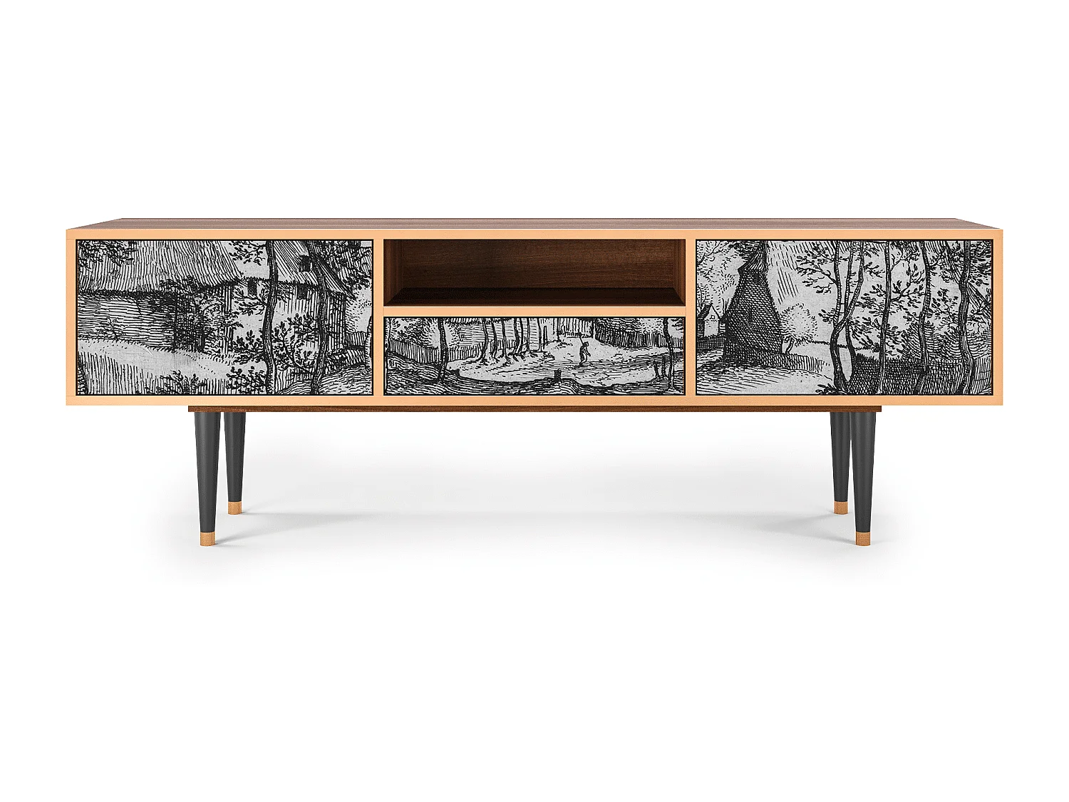 Meuble TV - 170х59х41 cm - T6 - Village Road, Noyer