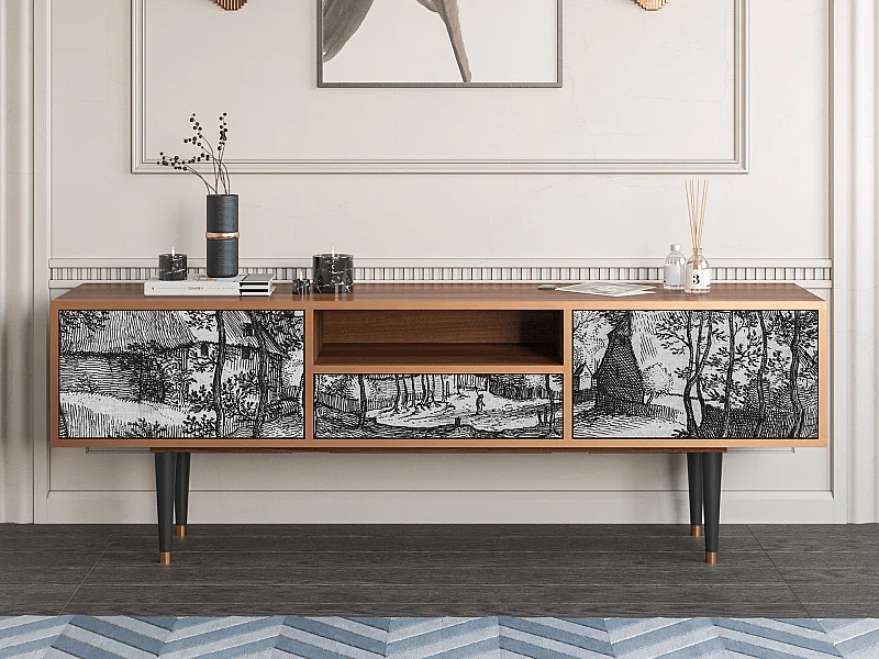 Mueble de TV - 170х59х41 cm - T6 - Village Road, Nogueira