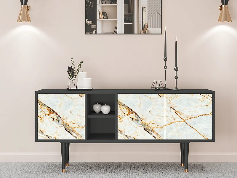 Mueble de TV - 150х69х41 cm - T5 - Arenay Marble, Antracita