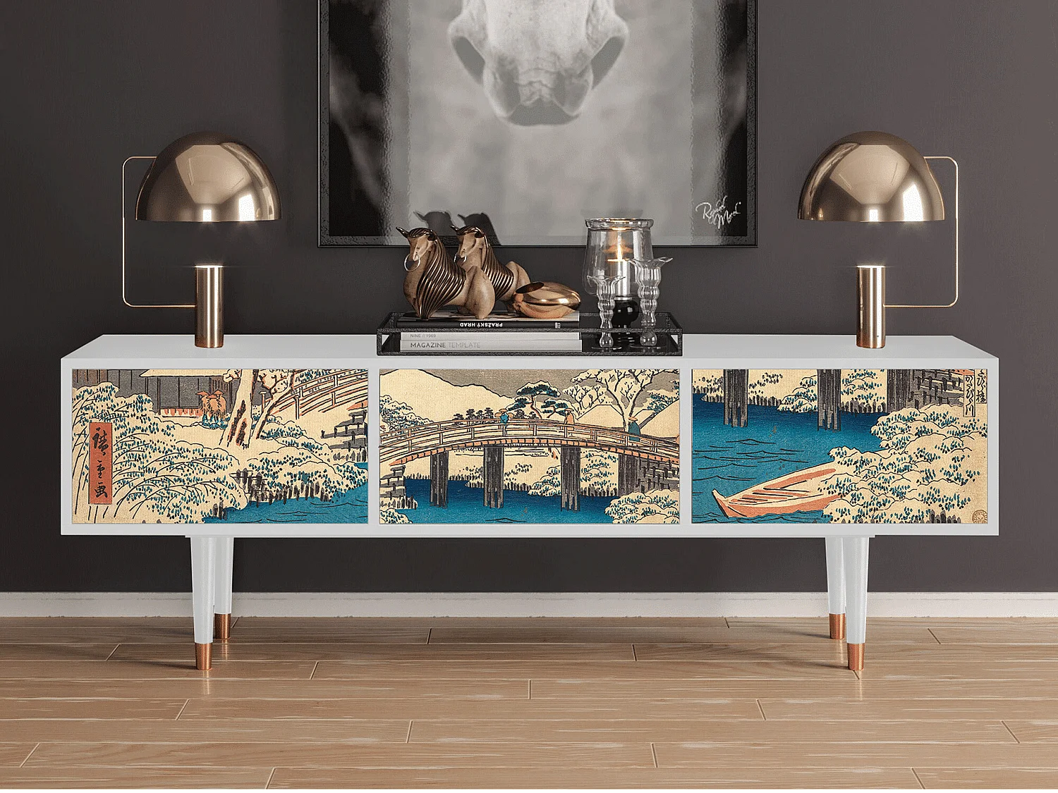 Meuble TV - 170х59х48 cm - T4 - Katabira River, Blanc