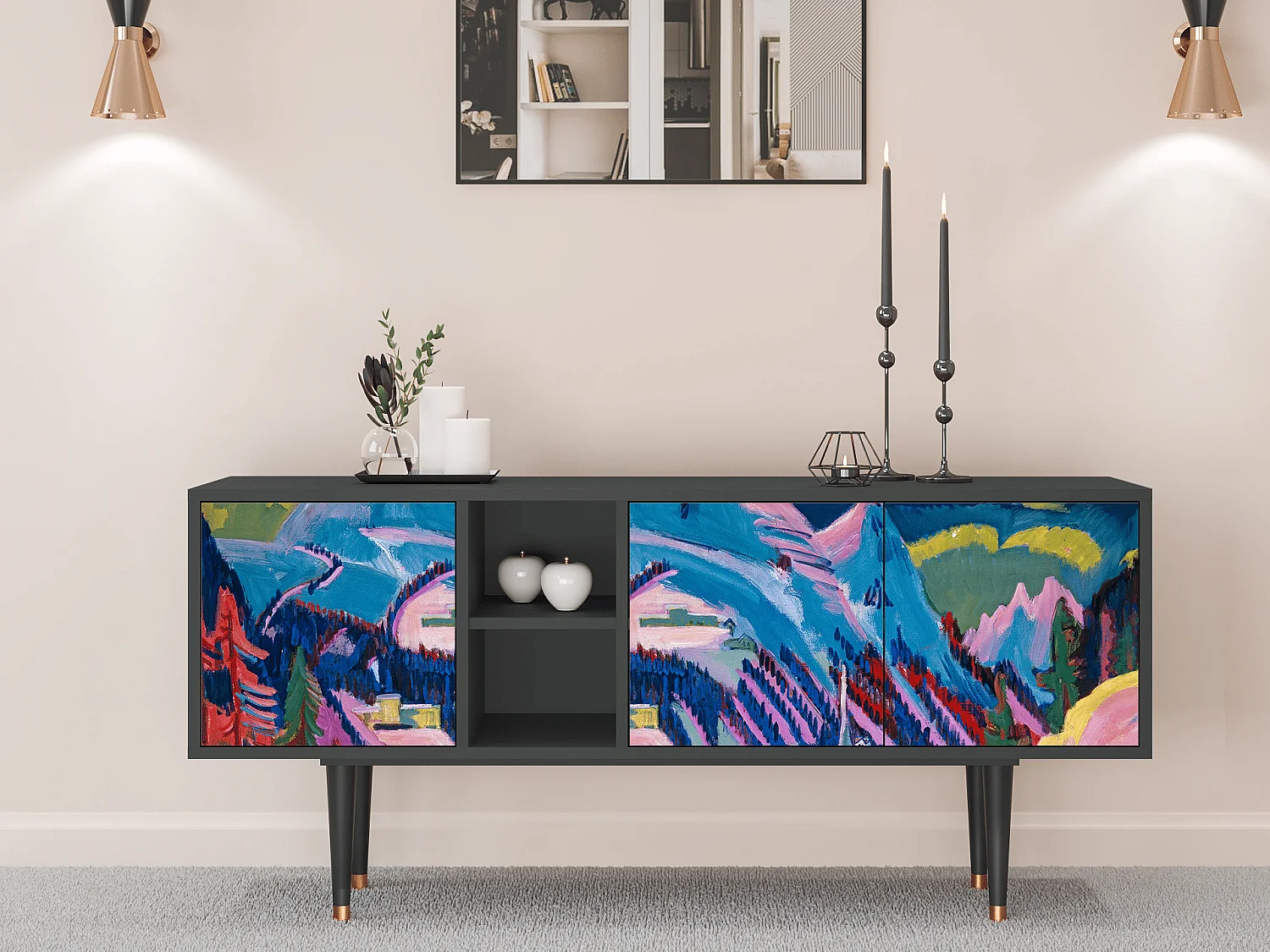 Meuble TV - 150х69х41 cm - T5 - Davos Winter, Anthracite