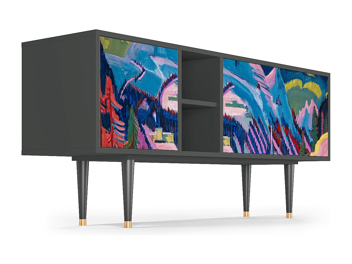 Meuble TV - 150х69х41 cm - T5 - Davos Winter, Anthracite