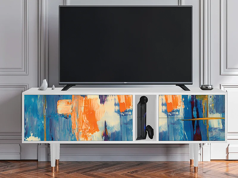 Meuble TV - 170х69х48 cm - T1 - Abstract Expressionism, Blanc