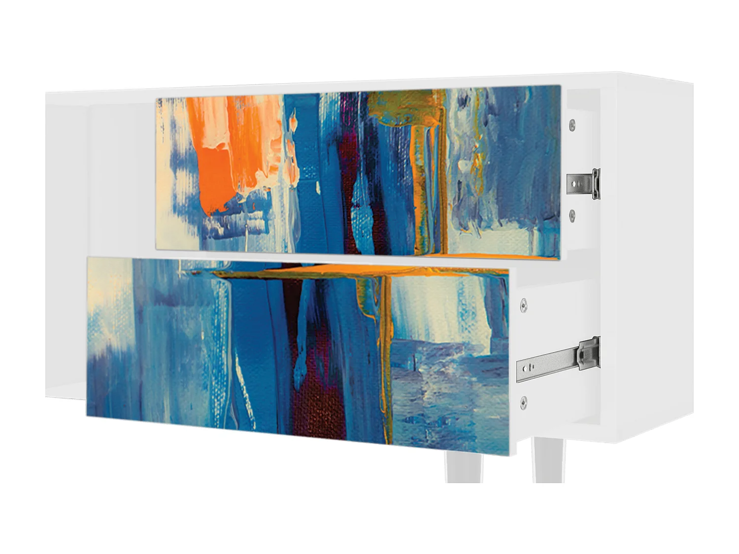 Meuble TV - 170х69х48 cm - T1 - Abstract Expressionism, Blanc