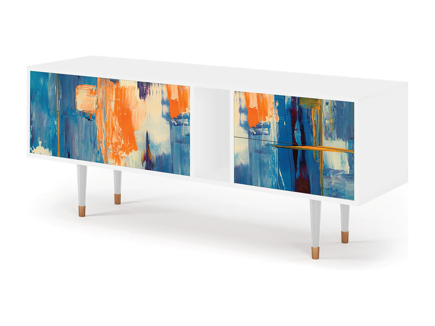 Szafka RTV - 170х69х48 cm - T1 - Abstract Expressionism, Biały