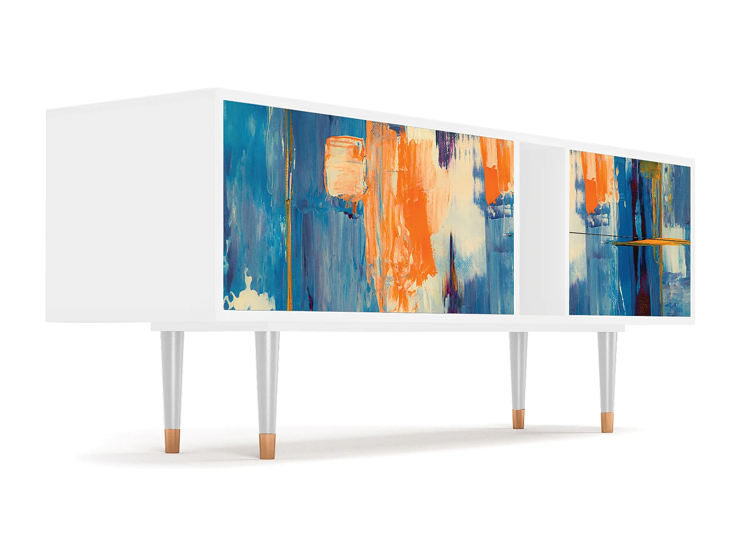 Szafka RTV - 170х69х48 cm - T1 - Abstract Expressionism, Biały