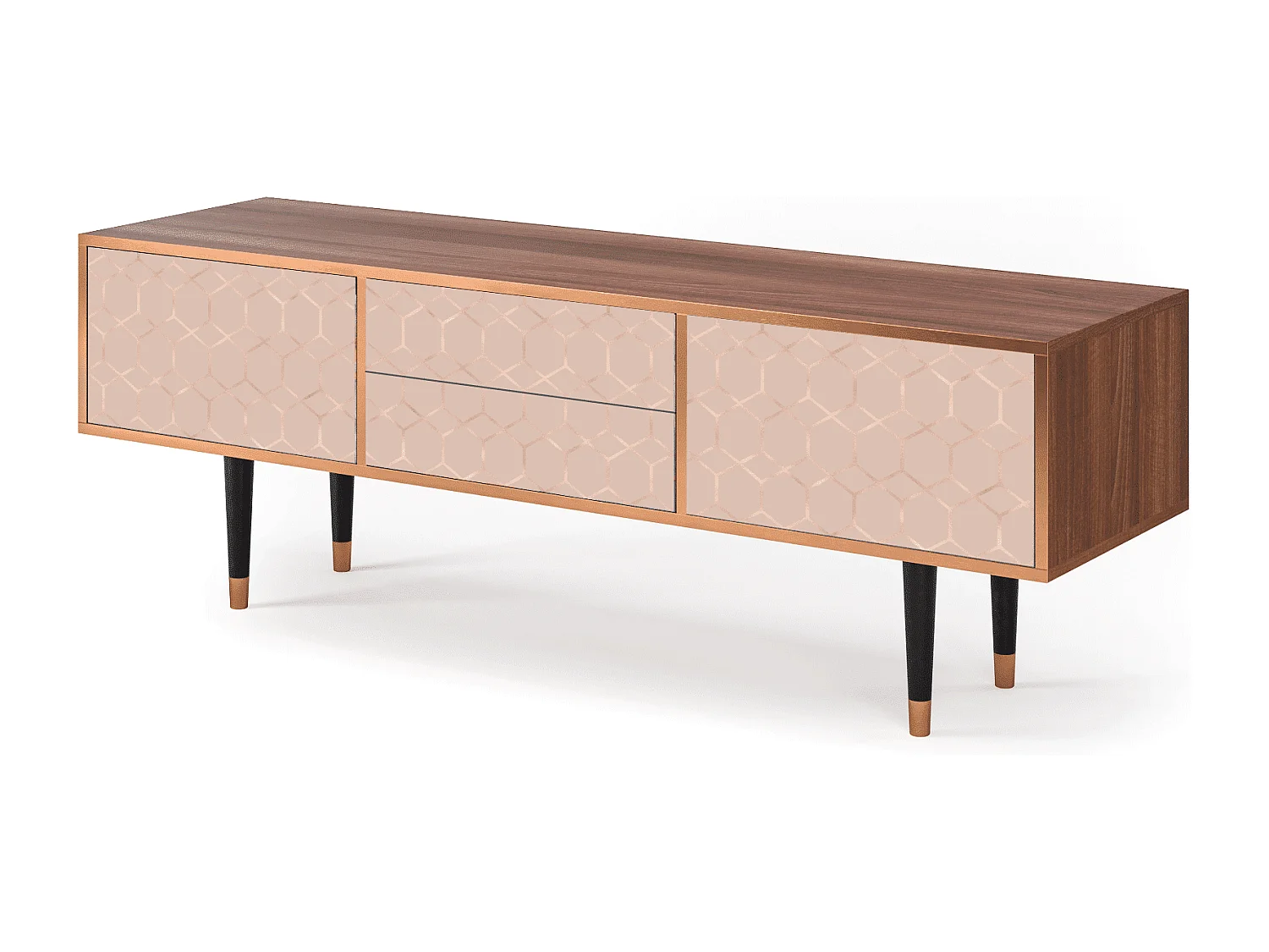 Meuble TV - 170х59х48 cm - T4 - Rose Honeycomb, Noyer