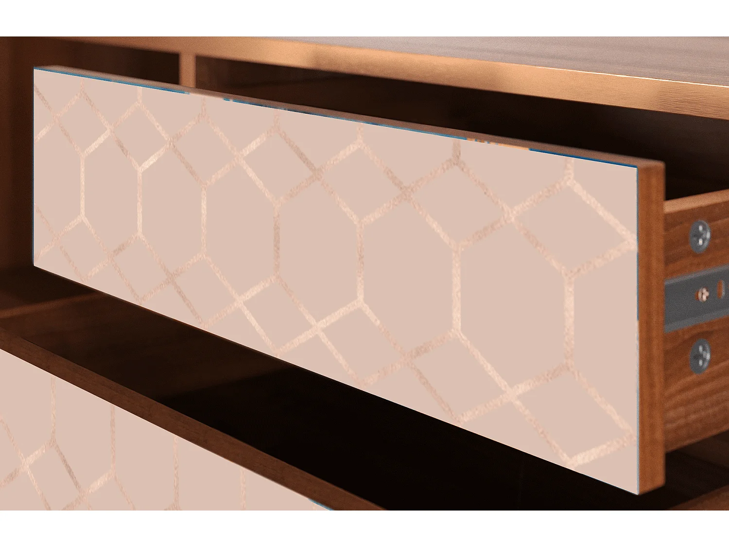 Meuble TV - 170х59х48 cm - T4 - Rose Honeycomb, Noyer