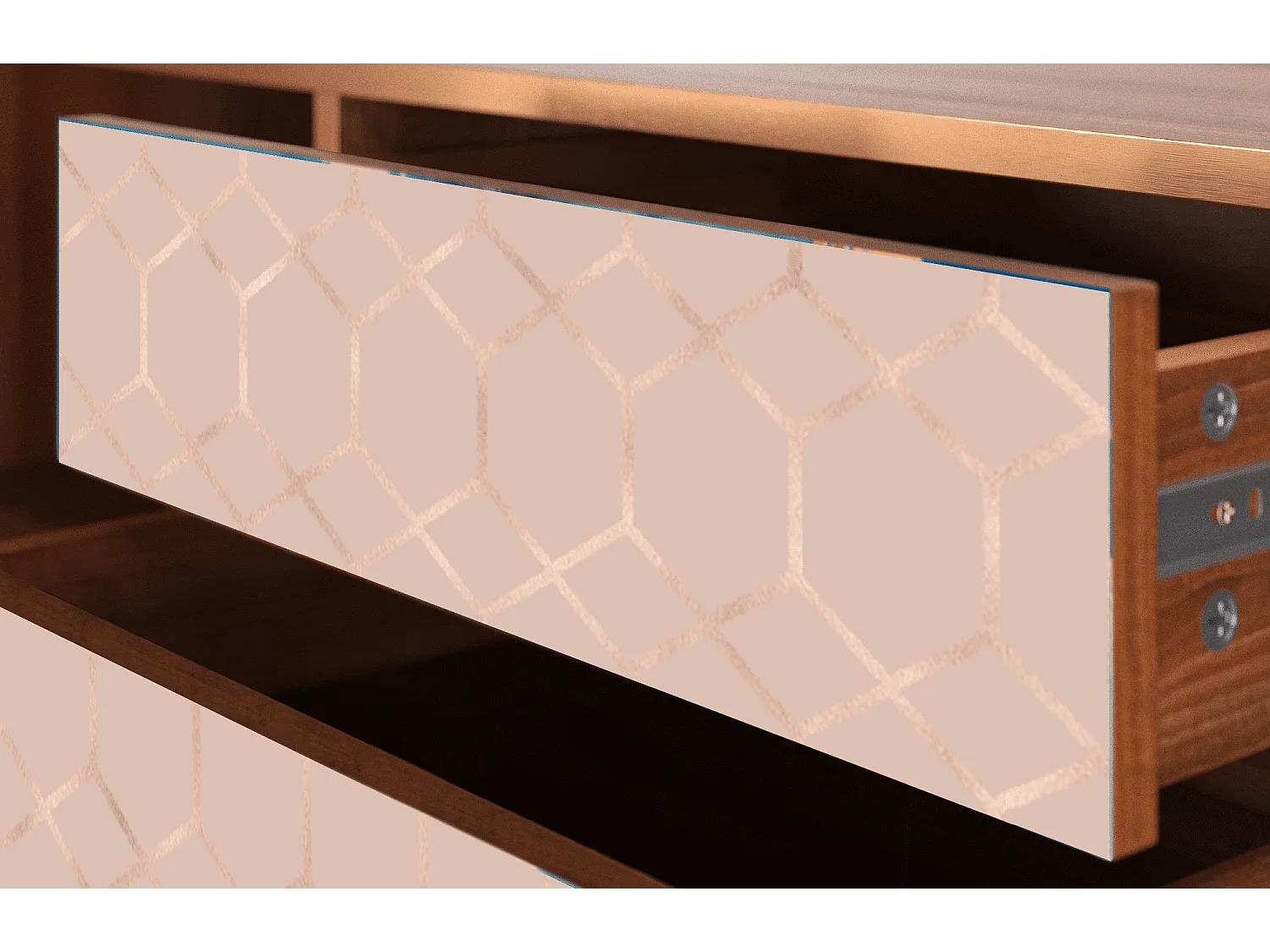 Mueble de TV - 170х59х48 cm - T4 - Rose Honeycomb, Nogal