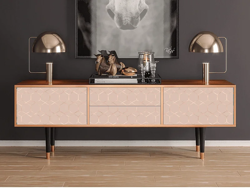 Mueble de TV - 170х59х48 cm - T4 - Rose Honeycomb, Nogal