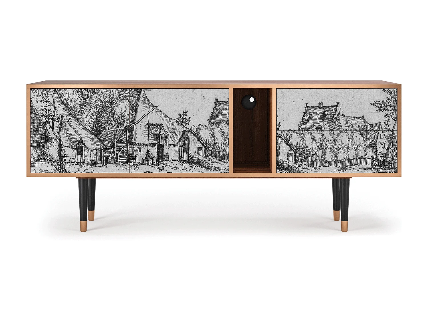 TV-meubel - 170х69х48 cm - T1 - Farms in a Village, Walnoot