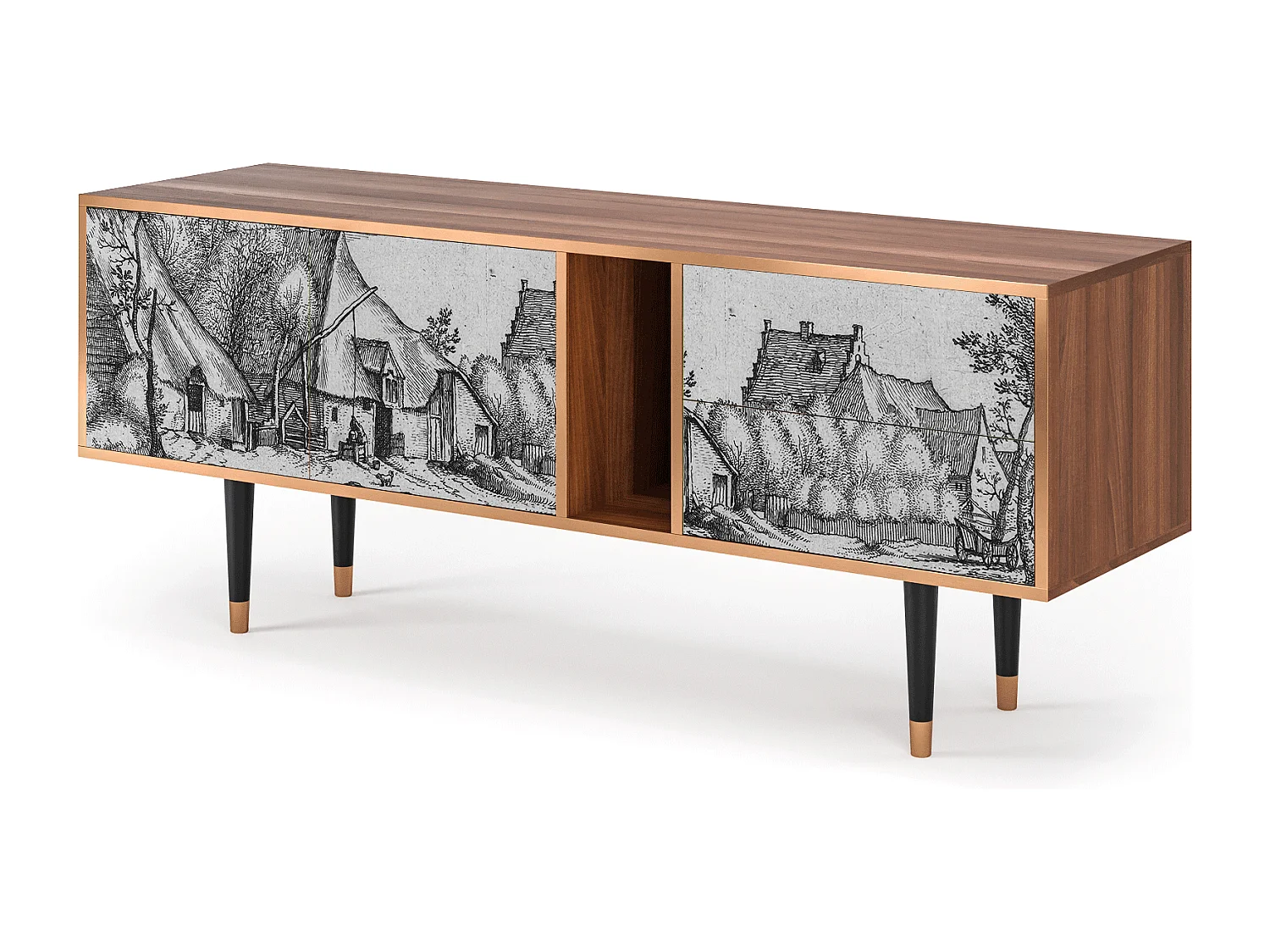 TV-meubel - 170х69х48 cm - T1 - Farms in a Village, Walnoot