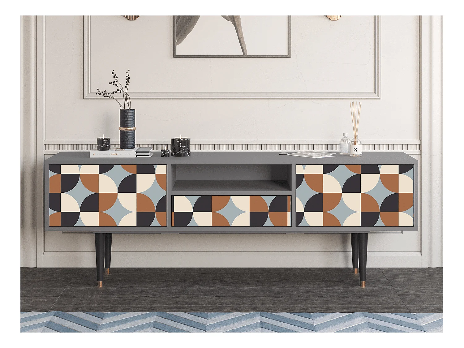 Mueble de TV - 170х59х41 cm - T6 - Brown Sensation, Gris