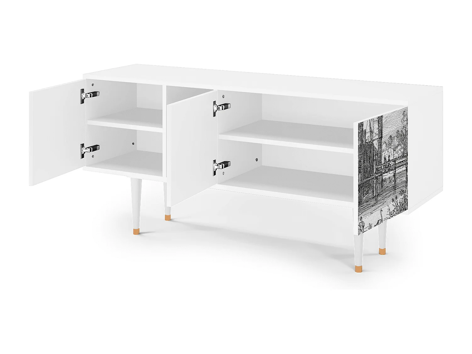 Meuble TV - 150х69х41 cm - T5 - Castle with Bridge, Blanc