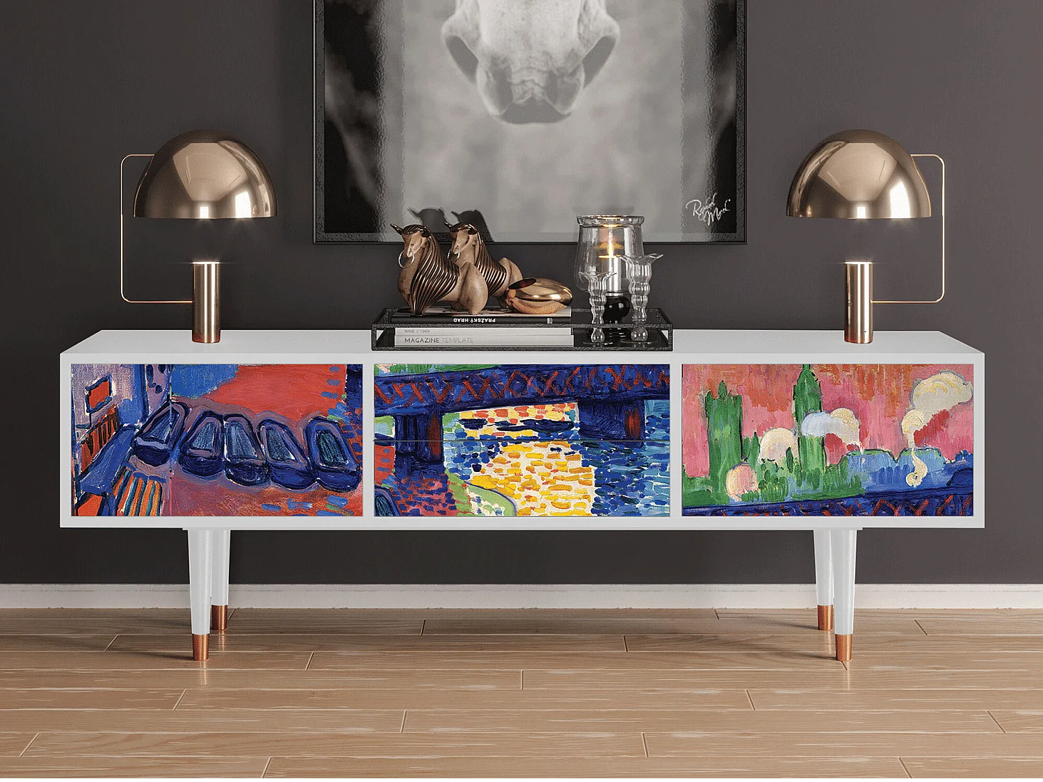 Meuble TV - 170х59х48 cm - T4 - Charing Cross Bridge, Blanc