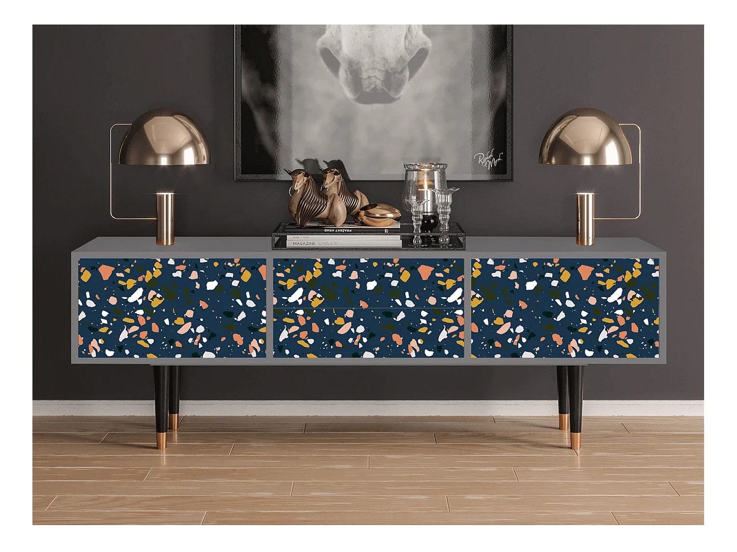 Meuble TV - 170х59х48 cm - T4 - Night Sky Langhterns, Gris