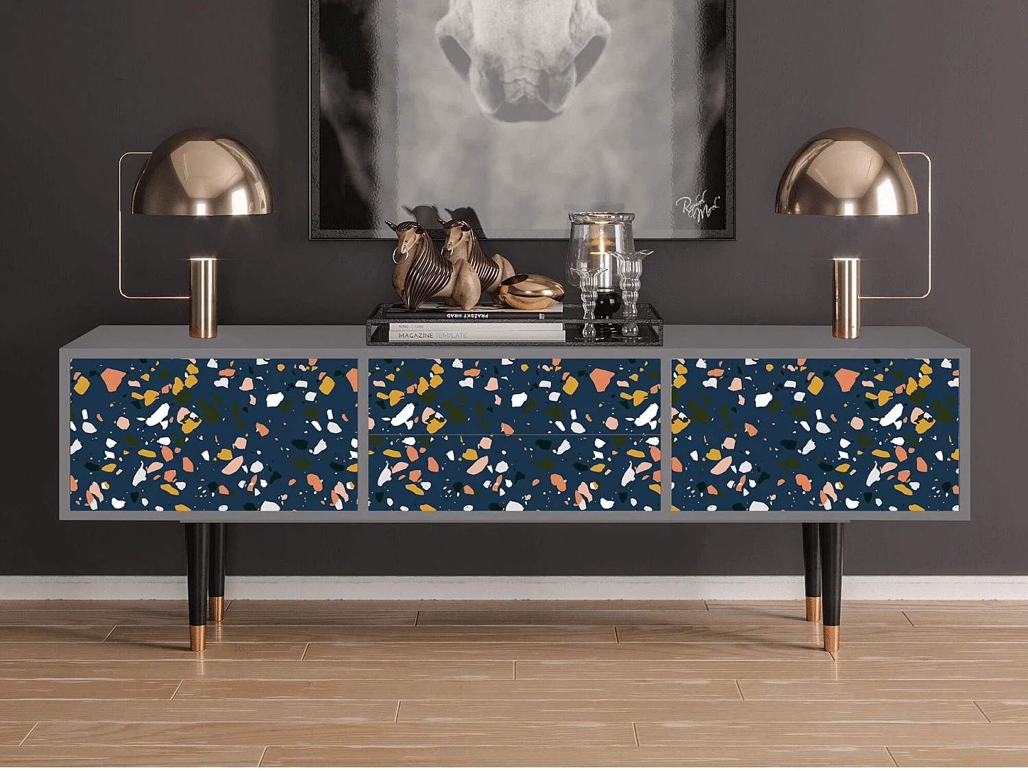 TV-meubel - 170х59х48 cm - T4 - Night Sky Langhterns, Grijs