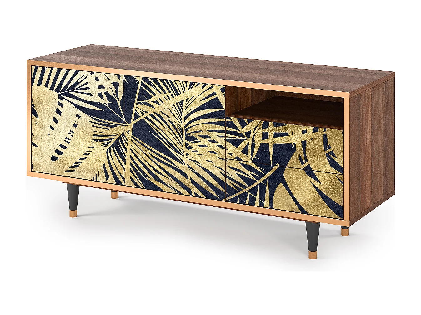 Meuble TV - 125х56х41 cm - T7 - Jungle Vibes, Noyer