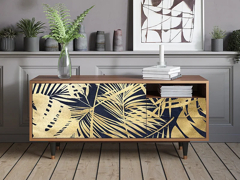 Meuble TV - 125х56х41 cm - T7 - Jungle Vibes, Noyer