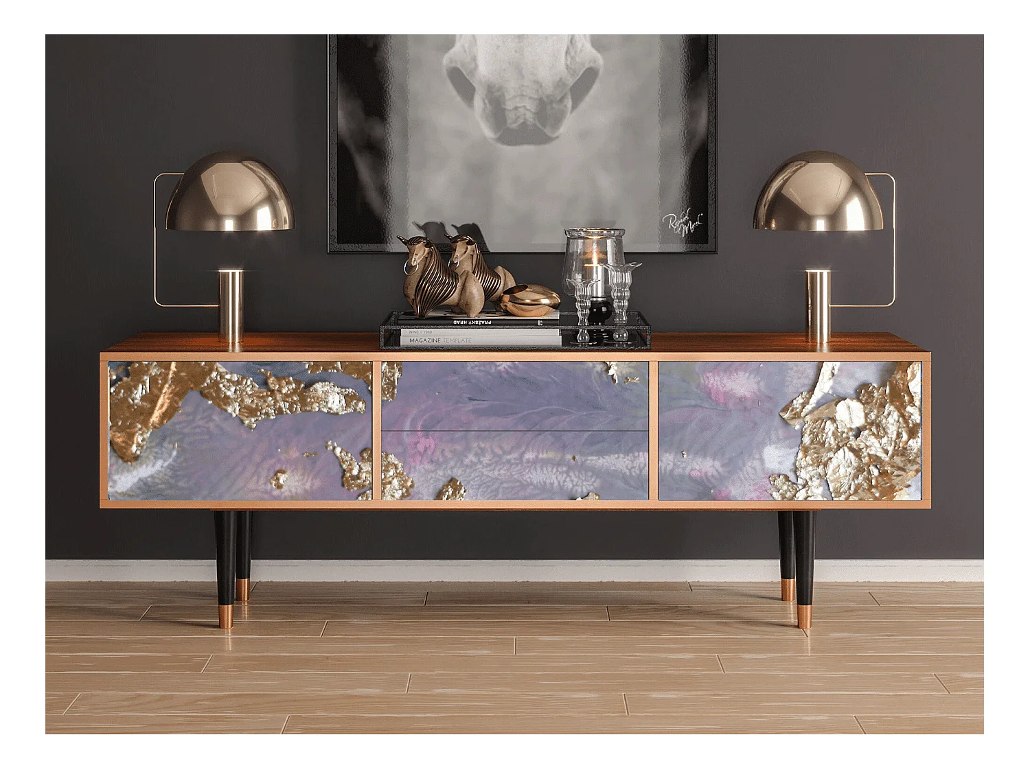 Meuble TV - 170х59х48 cm - T4 - Planet Earth, Noyer