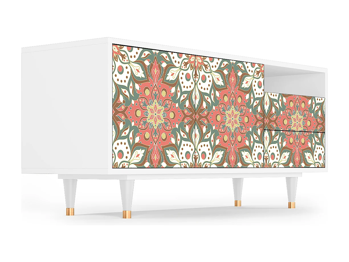 Meuble TV - 125х56х41 cm - T7 - Peach Grove, Blanc