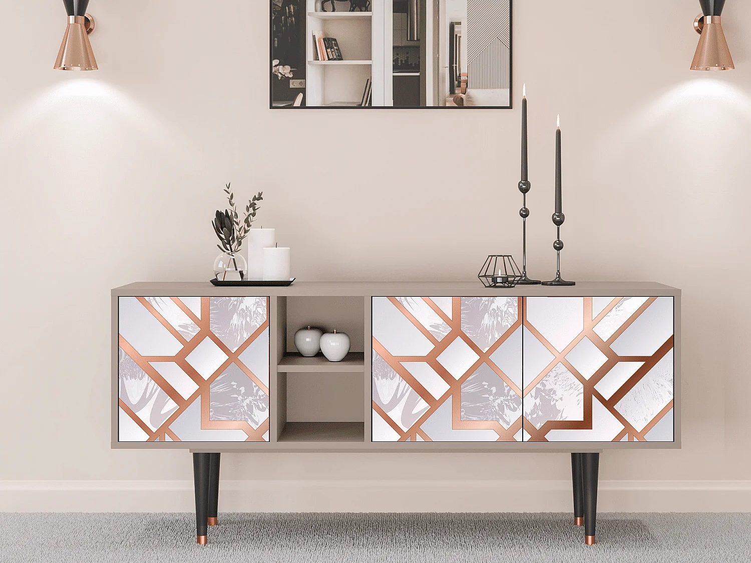 Meuble TV - 150х69х41 cm - T5 - Pastel Fairytale, Latte