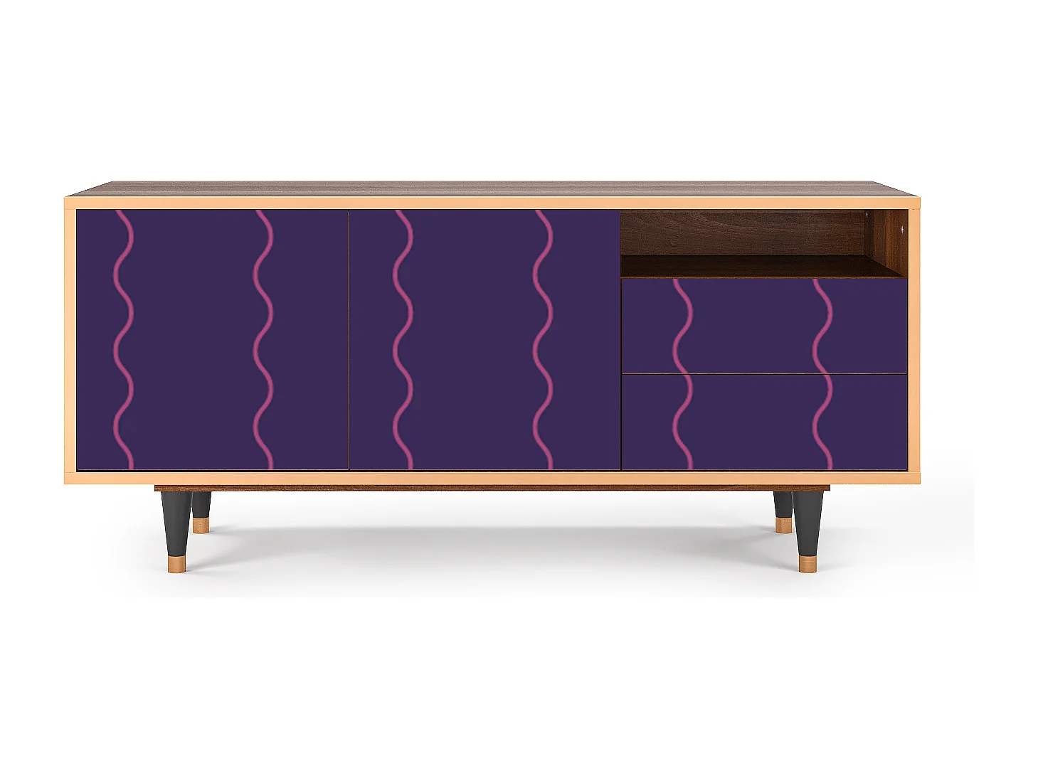 Meuble TV - 125х56х41 cm - T7 - Grape Maccaroni, Noyer