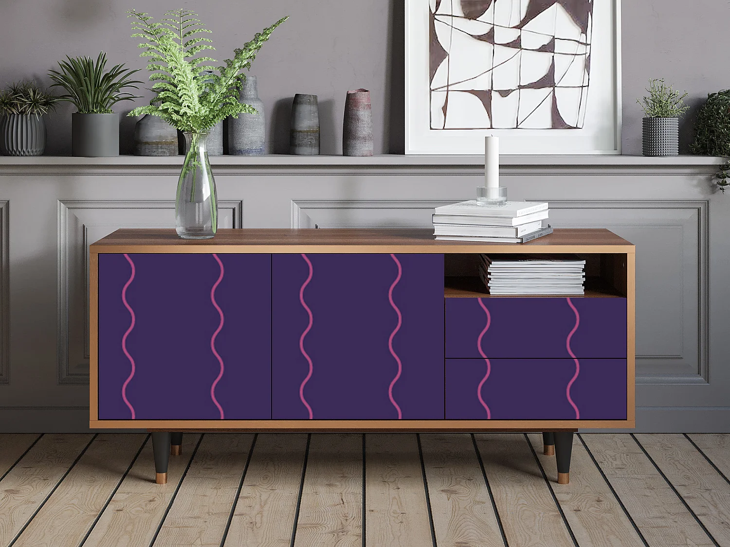 TV-meubel - 125х56х41 cm - T7 - Grape Maccaroni, Walnoot