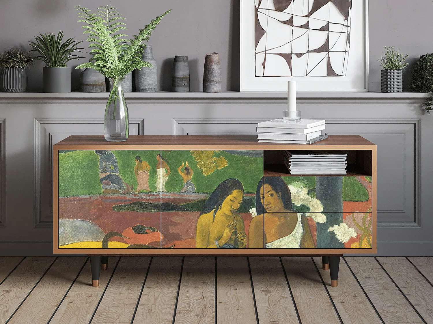 Meuble TV - 125х56х41 cm - T7 - Arearea , Noyer