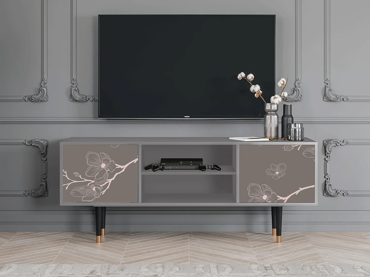 Meuble TV - 170х69х48 cm - T2 - Cherry Blossom, Gris