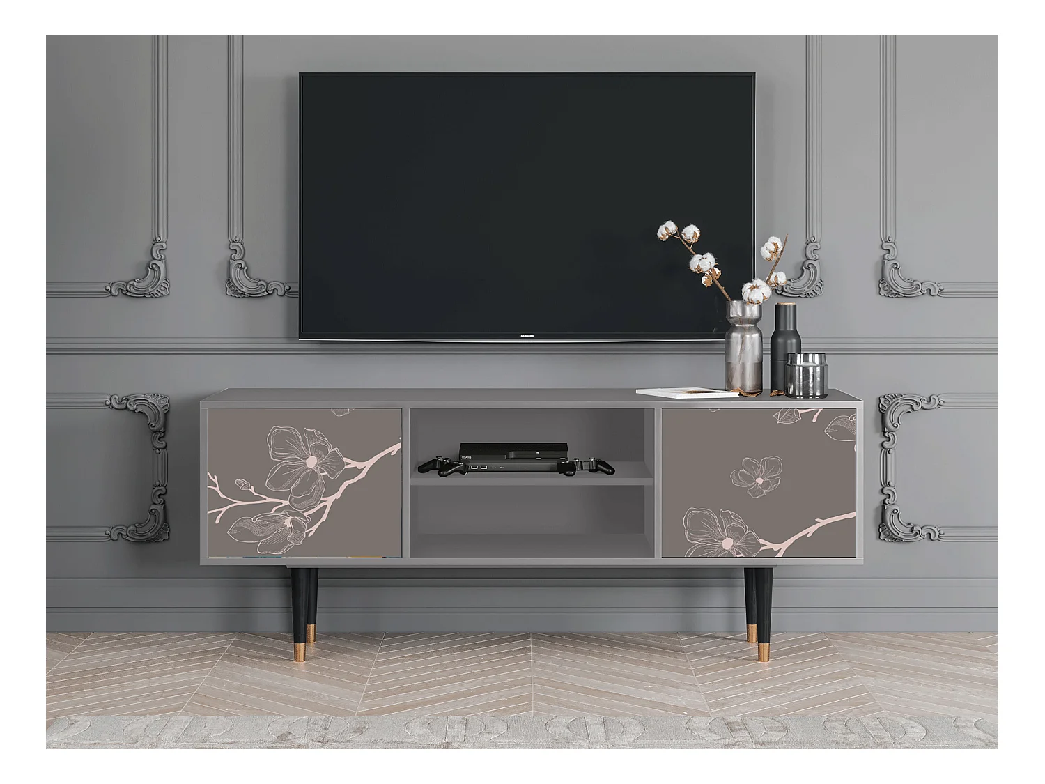 Meuble TV - 170х69х48 cm - T2 - Cherry Blossom, Gris