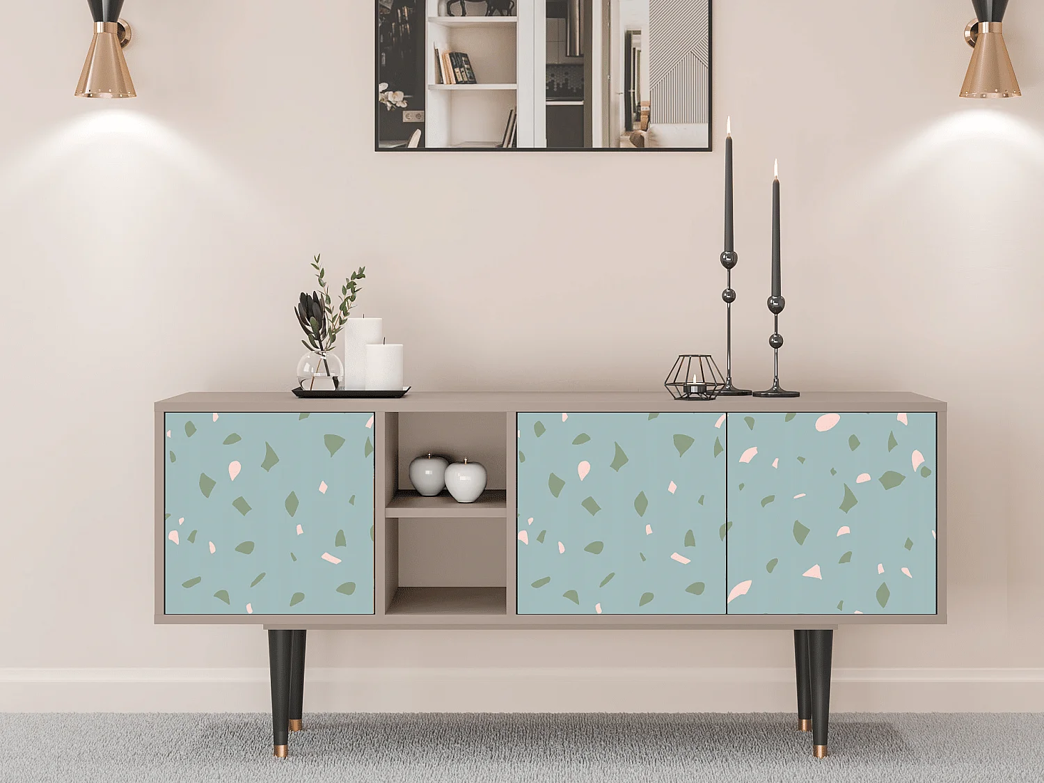 Meuble TV - 150х69х41 cm - T5 - Blue Drops, Latte