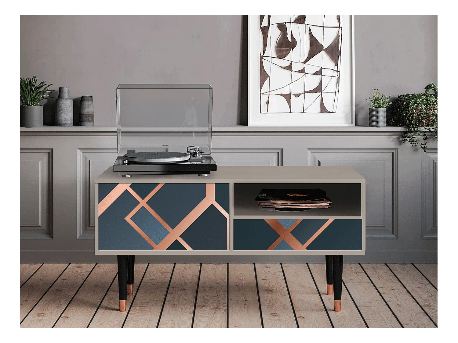 Meuble TV - 115х59х48 cm - T3 - Ashy 1920', Sable