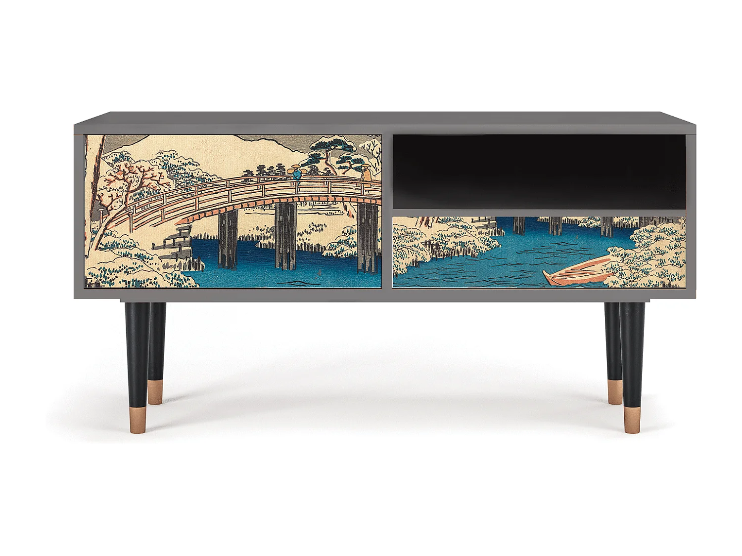 Meuble TV - 115х59х48 cm - T3 - Katabira River, Gris