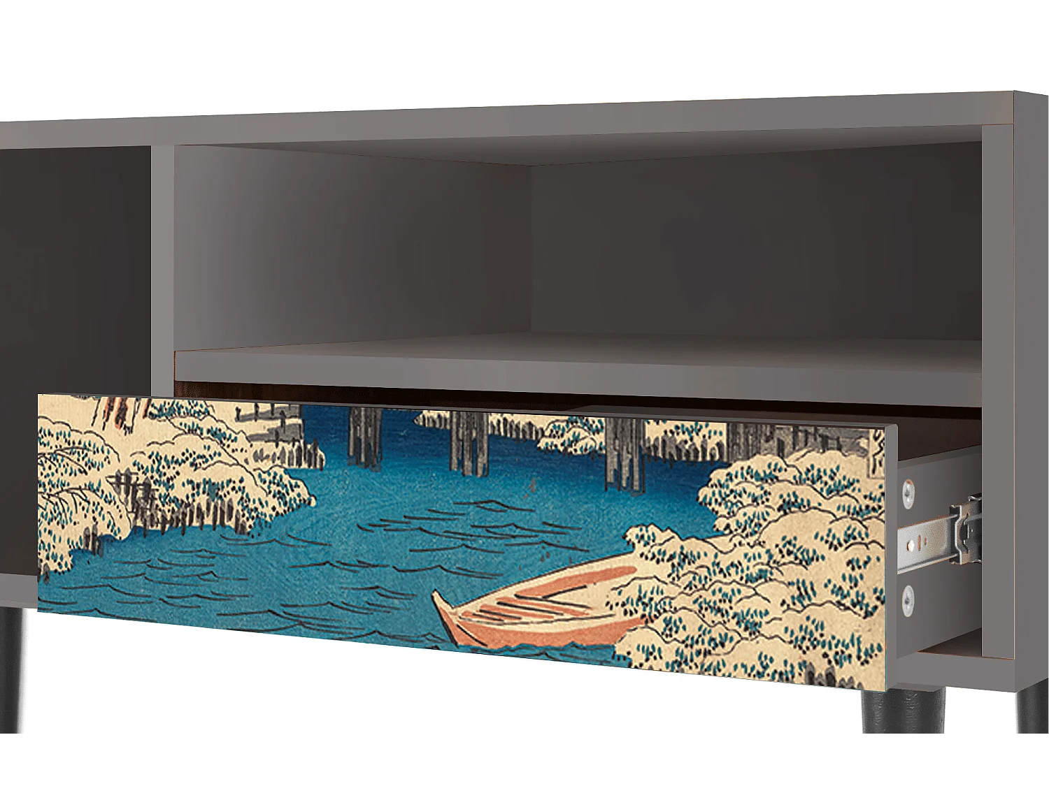 Meuble TV - 115х59х48 cm - T3 - Katabira River, Gris