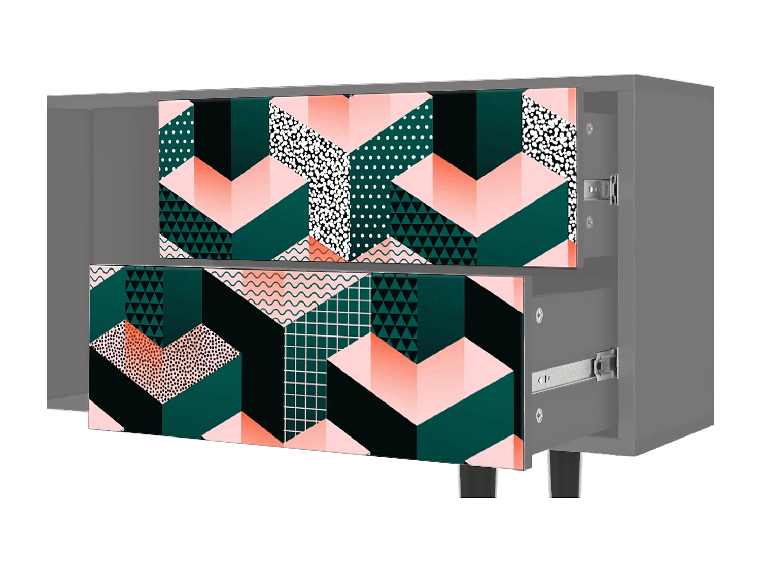 TV-Möbel - 170х69х48 cm - T1 - Geometric Madness, Grau